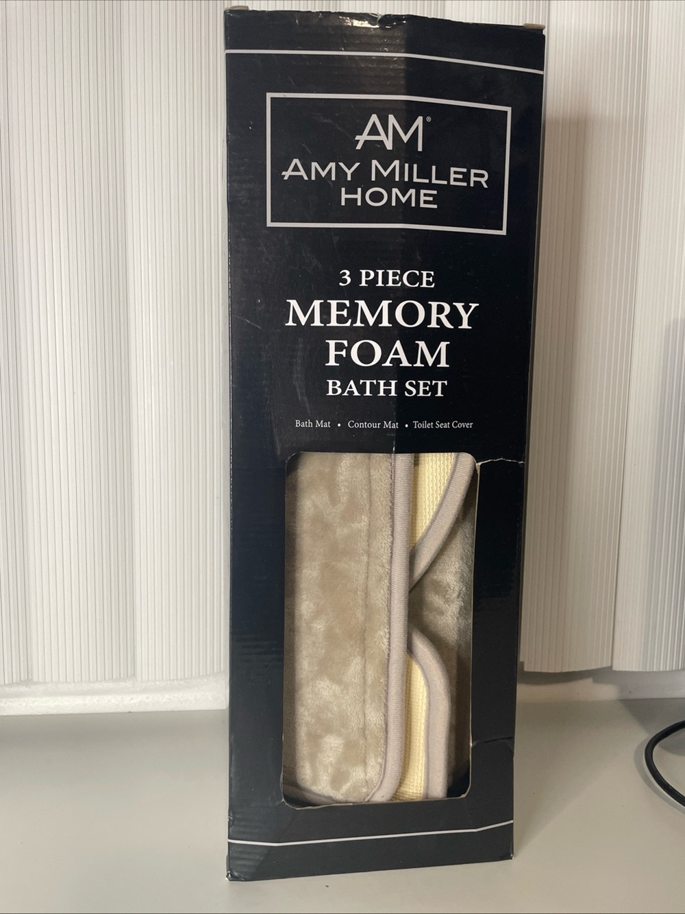 Brand New In Box Gray 3 piece memory foam bath set Amy Miller Foam Set Bath Mat